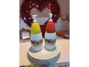 Wheaton Glass Vintage Ketchup & Mustard Dispenser Set by GEMCO Retro Diner